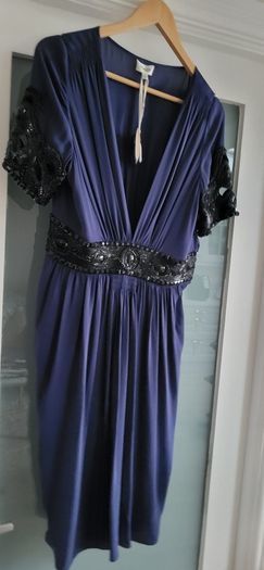 Temperley London Navy Silk Embellished Sz 12UK - Rrp 950