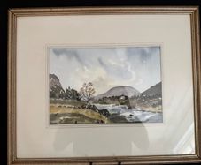 Original Irish Landscape Watercolour - "Slemish Mountain & Braid River Co. Antrim" by E. McMullin