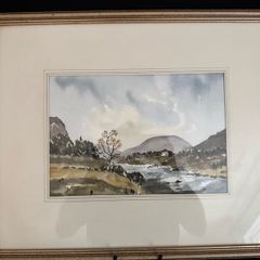 Original Irish Landscape Watercolour - "Slemish Mountain & Braid River Co. Antrim" by E. McMullin