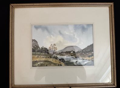 Original Irish Landscape Watercolour - "Slemish Mountain & Braid River Co. Antrim" by E. McMullin