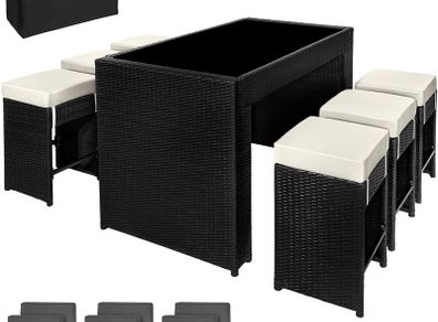 _POLY Rattan Aluminium Bar Set with 6 Bar Stools and 2 Sets Plus Protective Case Cover/Stainless Steel Screws, Various Colors
