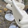 2 Cream Faux Leather Swivel Bar Stools / Kitchen Island Chairs Image 3