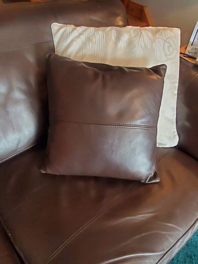 Brown Leather Sofa Set x 3 and 2 Seater