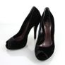 New Gucci Elizabeth Black Velvet Heart Shaped Open Toe Heels Platform Image 2