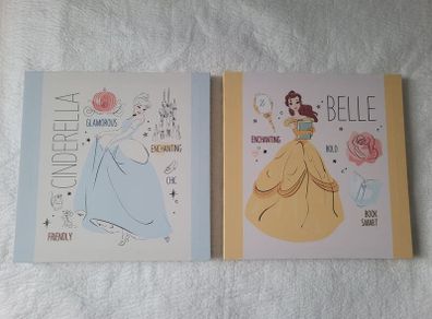 Wall Decoration - 2 Disney princess canvas pictures - Cinderella and Belle.