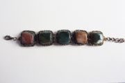 Vintage Scottish agate white metal bracelet