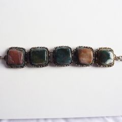 Vintage Scottish agate white metal bracelet