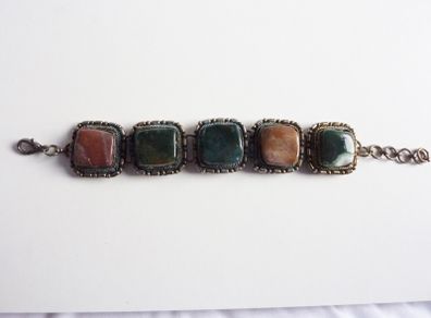 Vintage Scottish agate white metal bracelet