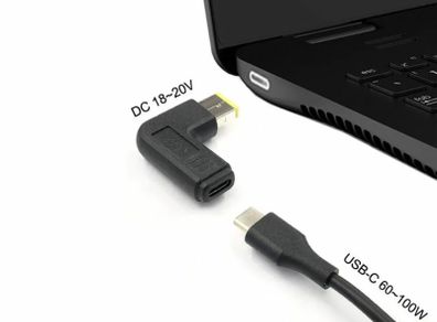 Type-C Female to Square DC Male Power Charger Adapter for Lenovo Thinkpad Laptop