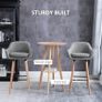 Set of 2 Linen Bar Stools with Solid Wood Legs, Metal Frame & High Back Grey Image 3