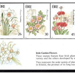 1990 Ireland Irish Garden Flowers Commemorative Stamps Booklet Pane Mint Never Hinged (MNH). Hibernian HP41