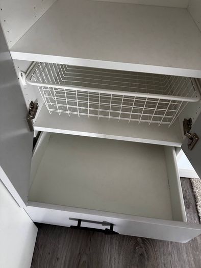 Bed with wardrobe and desk
