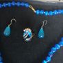 Cobalt blue necklace earrings and ring set. Image 3