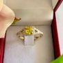 14K Gold Canary Yellow Tourmaline Halo Ring Image 3