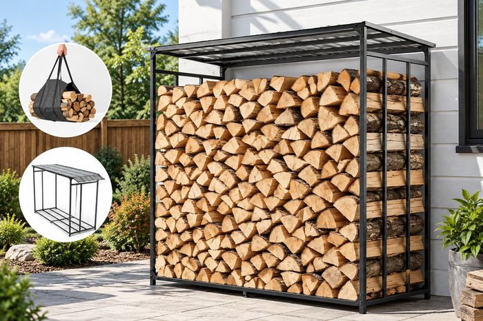 6FT Heavy Duty Firewood Rack 3/8 Cord Outdoor Log Holder, 730kg Capacity, Black Carbon Steel Wood Storage Stand