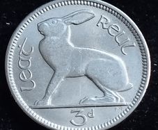 Ireland - 1966 - 3 Pence - Hare - High Grade - KM.12a - [#2048]