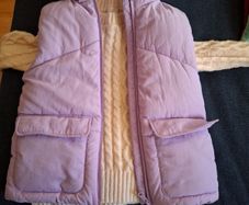 Purple Gilet jacket and cream jumper