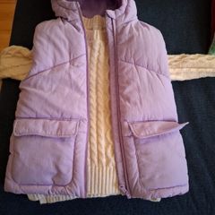 Purple Gilet jacket and cream jumper