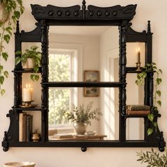 Restored solid wood vintage mirror