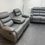 Roma Dark Grey Leather Recliner Sofa Set + Footstool Image 2