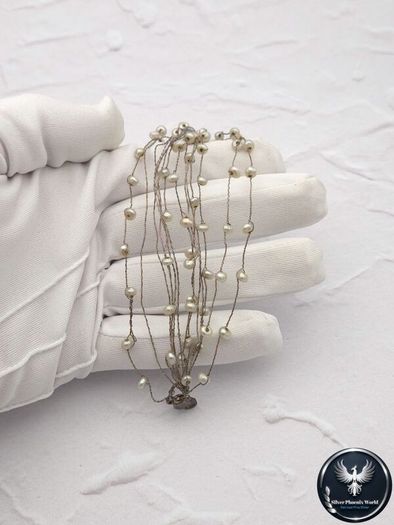 Vintage 925 Sterling Silver & Freshwater Pearls Bracelet