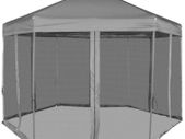 Hexagonal Pop-Up Marquee with 6 Sidewalls Grey/Cream White