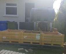 Three technogym wooden storage containers
