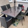 garden furniture table and chairs, parasol and parasol weight Image 3