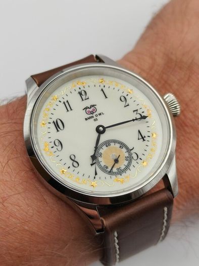 BARN OWL No.03  Unique Handmade Mechanical Watch  130-Year-Old Pocket Watch Dial