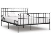 Bed Frame with Slatted Base Black Metal 180x200 cm