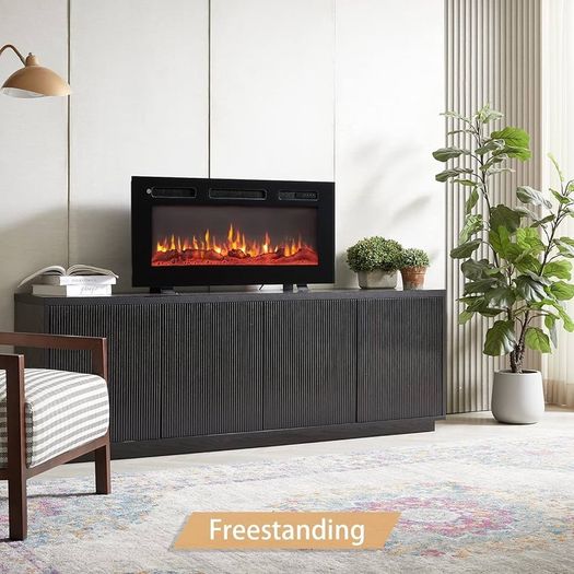 NEW SALE |  3 in 1 Electric Fireplace, Freestanding, Wall Mounted, Recessed, 9 Colour Flame Effect, Media Wall Compatible, 900W - 1800W Heater