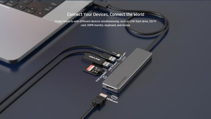Wavlink USB-C Travel Universal Mini Dock USB Hub & HDMI UHD/4K@30Hz & TF/SD Card Reader & PD Power Adapter (UHP3407) (Brand New/Warranty)