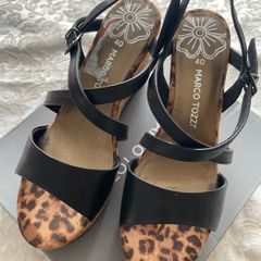 Marco Tozzi Wedge Sandals - Black- Size 40