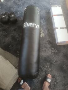 boxing bag and wall bracket and gloves