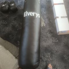 boxing bag and wall bracket and gloves