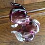 Art Glass Amethyst and Clear Glass Swan Image 7
