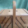 Vintage sewing box, mid century sewing basket wooden sewing box, wooden fold out box Image 3