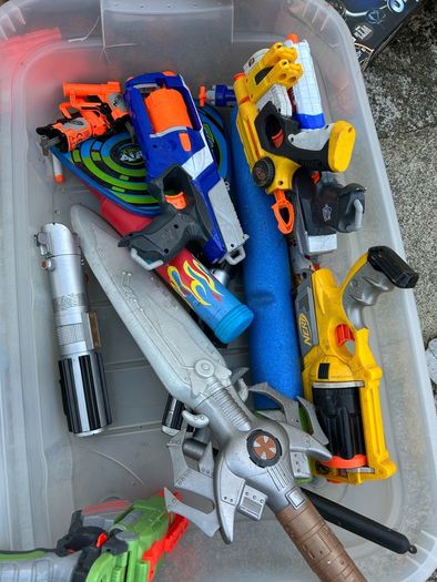Very large selection of Nerf toy guns