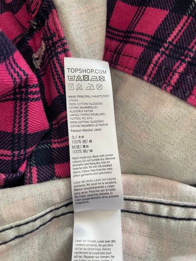 Topshop MOTO Pink Tartan Check Cropped Jacket - UK 10