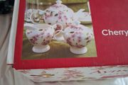 New Boxed Aynsley Living Cherry Bloosom Tea, Sugar and Cream Set