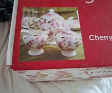 New Boxed Aynsley Living Cherry Bloosom Tea, Sugar and Cream Set