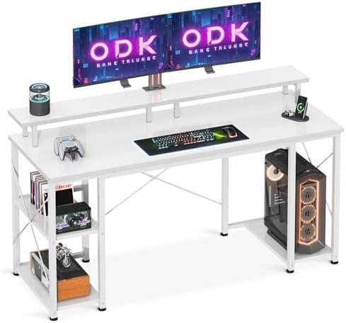 Computer Desk with Shelves, 120 x 50 cm Gaming Desk with Storage, Home Office Table, Modern Simple Style PC Table, Stable Workstation