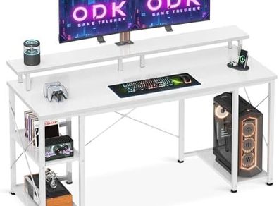 Computer Desk with Shelves, 120 x 50 cm Gaming Desk with Storage, Home Office Table, Modern Simple Style PC Table, Stable Workstation