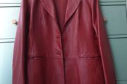 Burgundy Red Leather Jacket Size Uk 16