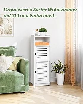 Waterproof Bathroom Cabinets,Bathroom Storage Units with Open Storage Shelf,Free-standing Floor Cabinets,Corner Organizer Cupboard for Bedroom Kitchen Hallway,White.