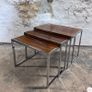 Midcentury Chrome & Rosewood Nest Of Tables By Mda Howard Miller Image 2