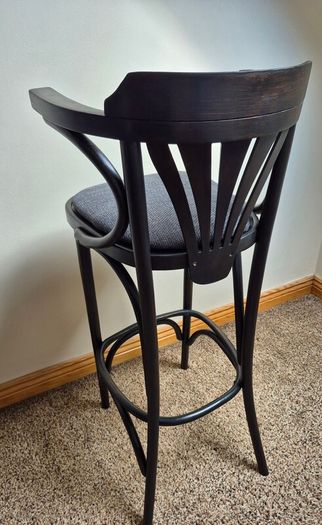 Mid-Century Modern Ebonized Bentwood Fanback Bar Stool