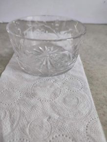 Vintage Bohemia Hand Cut Lead Crystal 24% Au Plomb Czechoslovakia  small bowl
