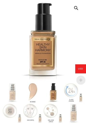 Max Factor Healthy Skin Harmony Liquid Foundation With SPF - Shade - 80 Bronze - Size - 30ml - RRP - 16.95