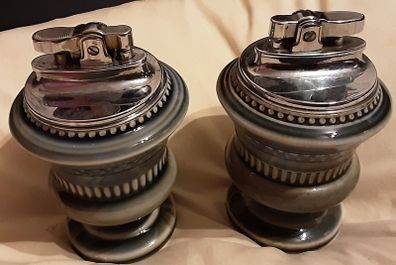 two Irish porcelain table lighter's